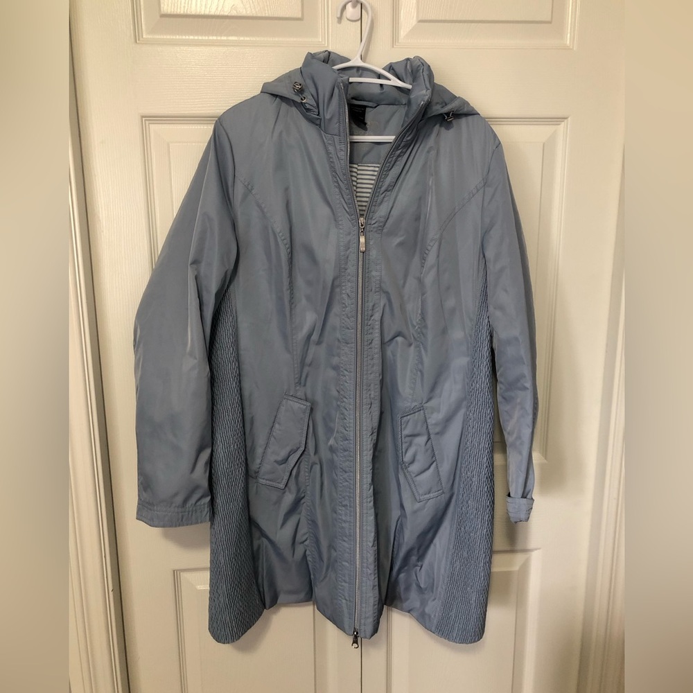 Women’s Hooded Trench Coat in Light Blue